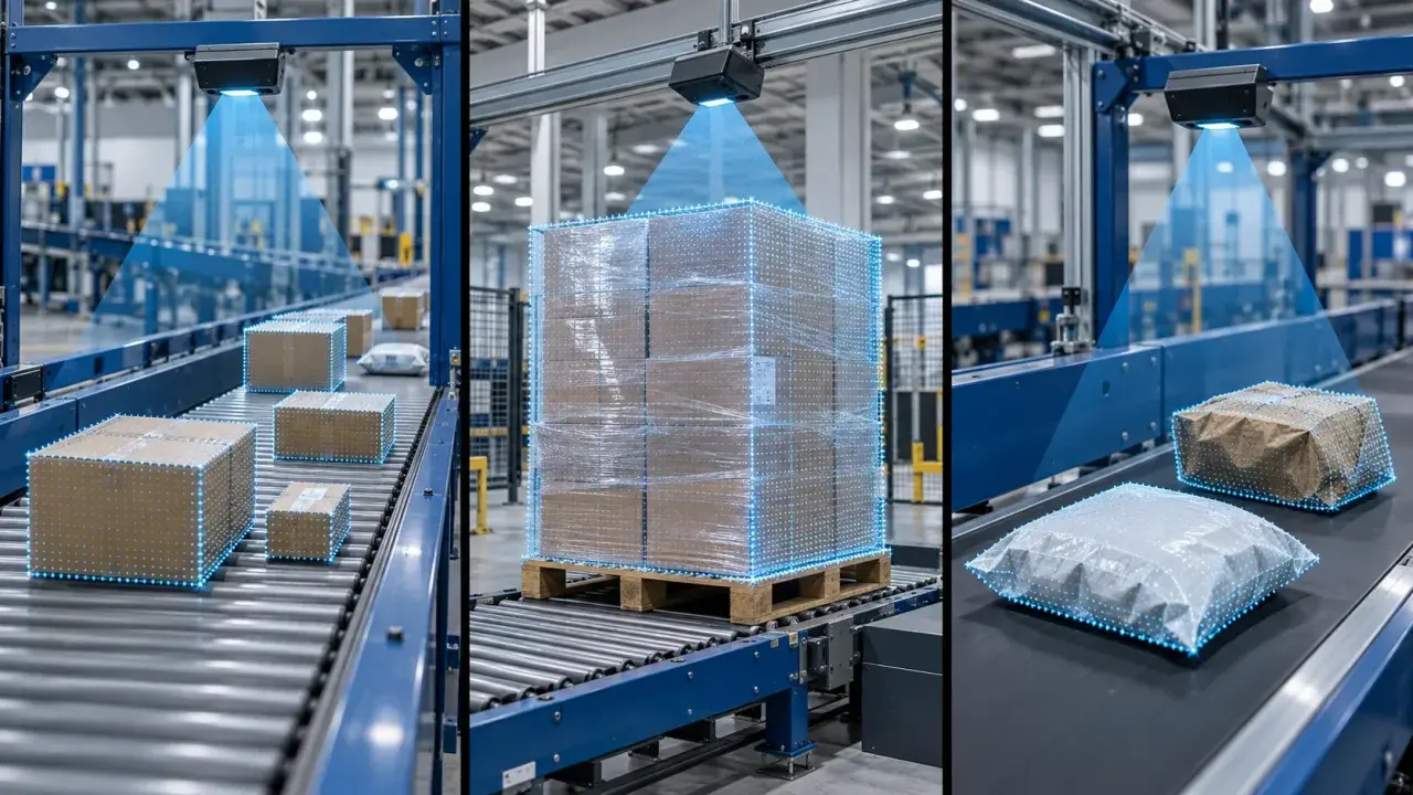 Static parcel dimensioning, pallet dimensioning and irregular-package volume measurement with 3D ToF cameras
