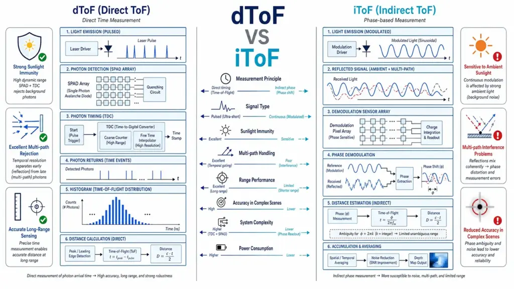 dToF vs iToF Sensor Architecture Comparison