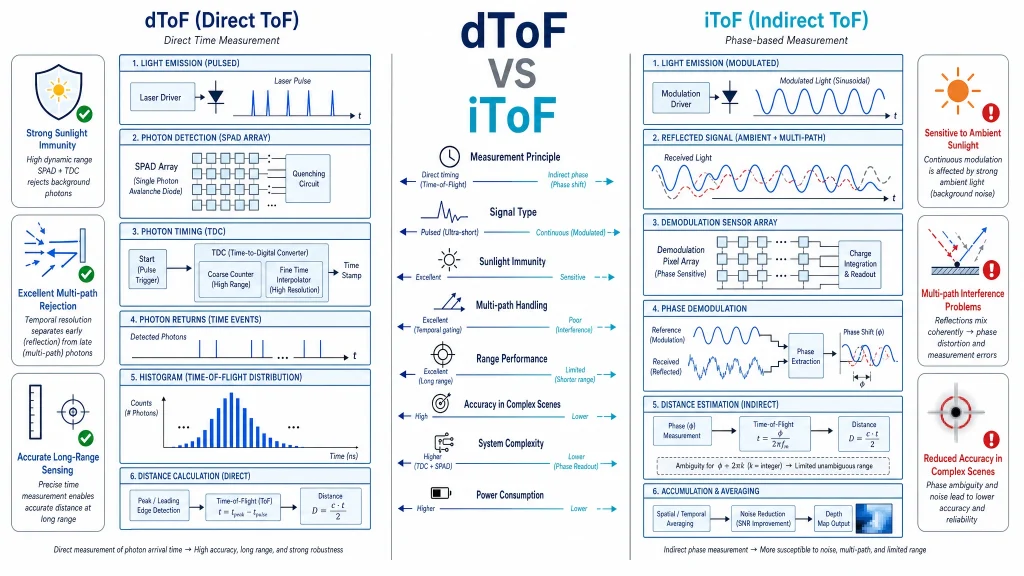 dToF vs iToF Sensor Architecture Comparison