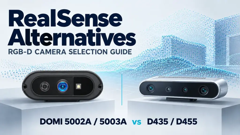 DOMI DM-RGBD5002A and DM-RGBD5003A compared with RealSense D435 and D455 for RGB-D camera selection